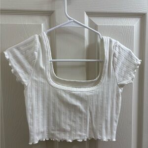 Aerie White Ribbed Crop Top